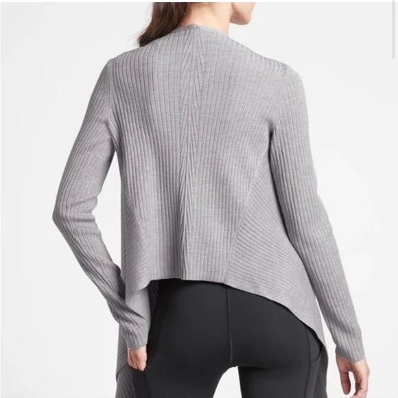 Athleta Solstice Wrap Open Front Grey Heather Cardigan - Picture 3 of 10